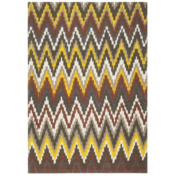SAFAVIEH Cedar Brook Carthach Chevron Cotton Area Rug, Black/Citron, 4' x 6'