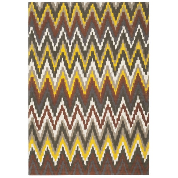 SAFAVIEH Cedar Brook Carthach Chevron Cotton Area Rug, Black/Citron, 4' x 6'