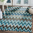 thumbnail image 1 of SAFAVIEH Cedar Brook Carthach Chevron Cotton Area Rug, Teal/Blue, 5' x 5' Square, 1 of 8