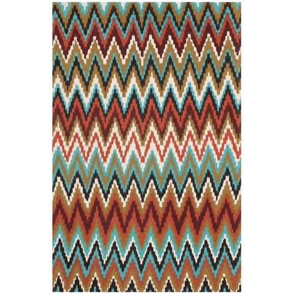 SAFAVIEH Cedar Brook Carthach Chevron Cotton Area Rug, Teal/Red, 6' x 9'