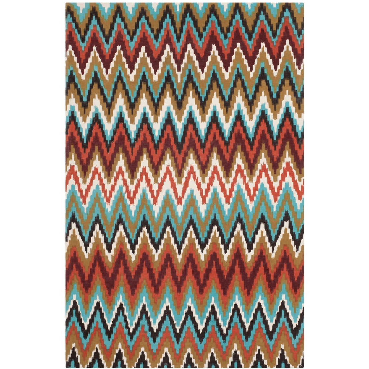 Teal and Red Geometric Cotton 6' x 9' Handmade Rug