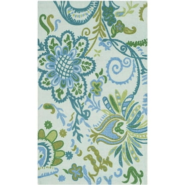 SAFAVIEH Cedar Brook Dymphna Floral Area Rug, Light Blue/Green, 2'6" x 4'