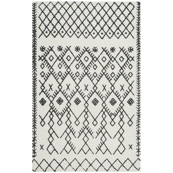 SAFAVIEH Cedar Brook Jamison Geometric Cotton Area Rug, Ivory/Black, 2'6" x 4'