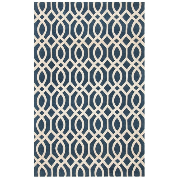 SAFAVIEH Cedar Brook Leontyne Geometric Cotton Area Rug, Navy/Ivory, 5' x 8'