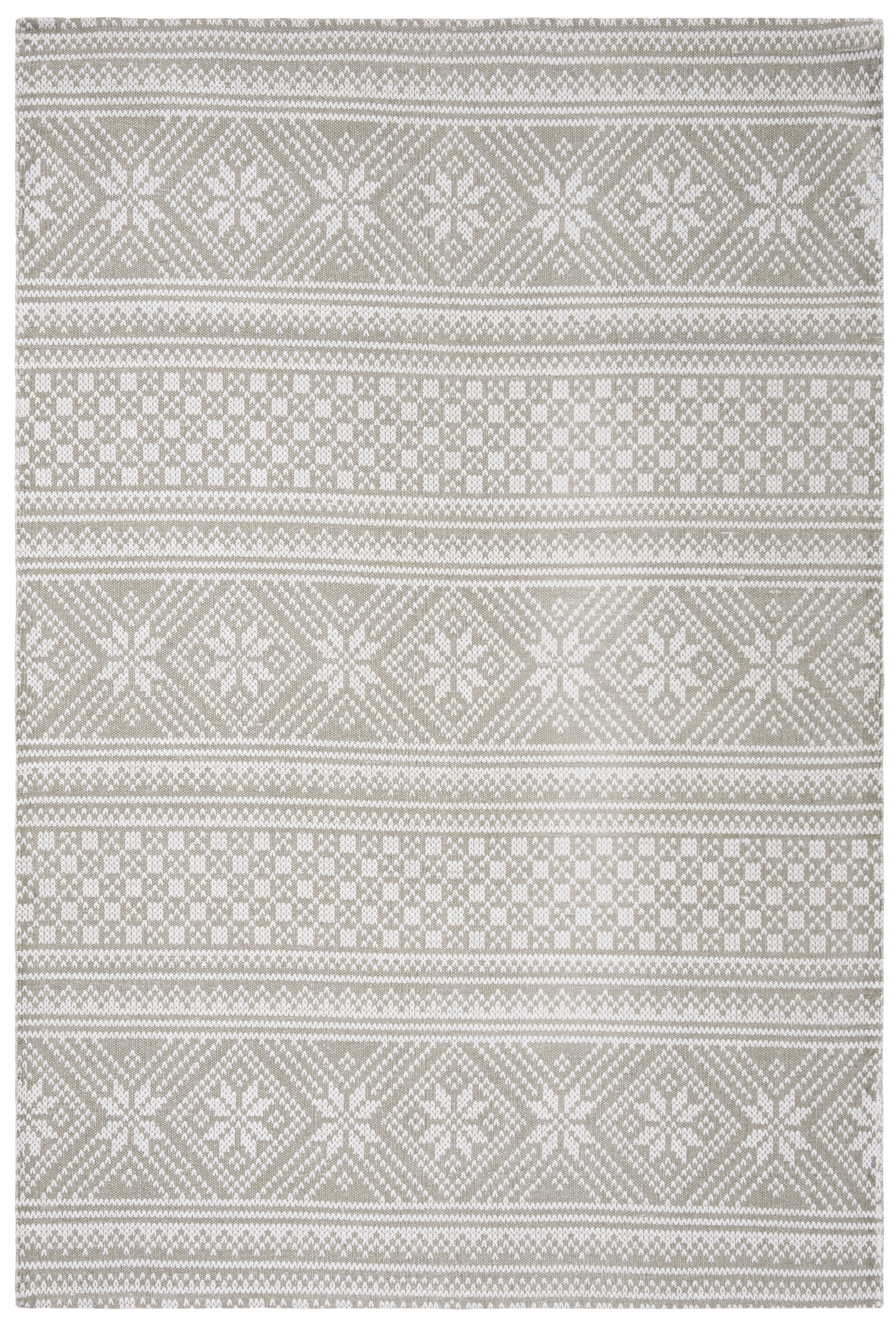 Silver Ivory Floral Handwoven Cotton Area Rug 3' x 5'