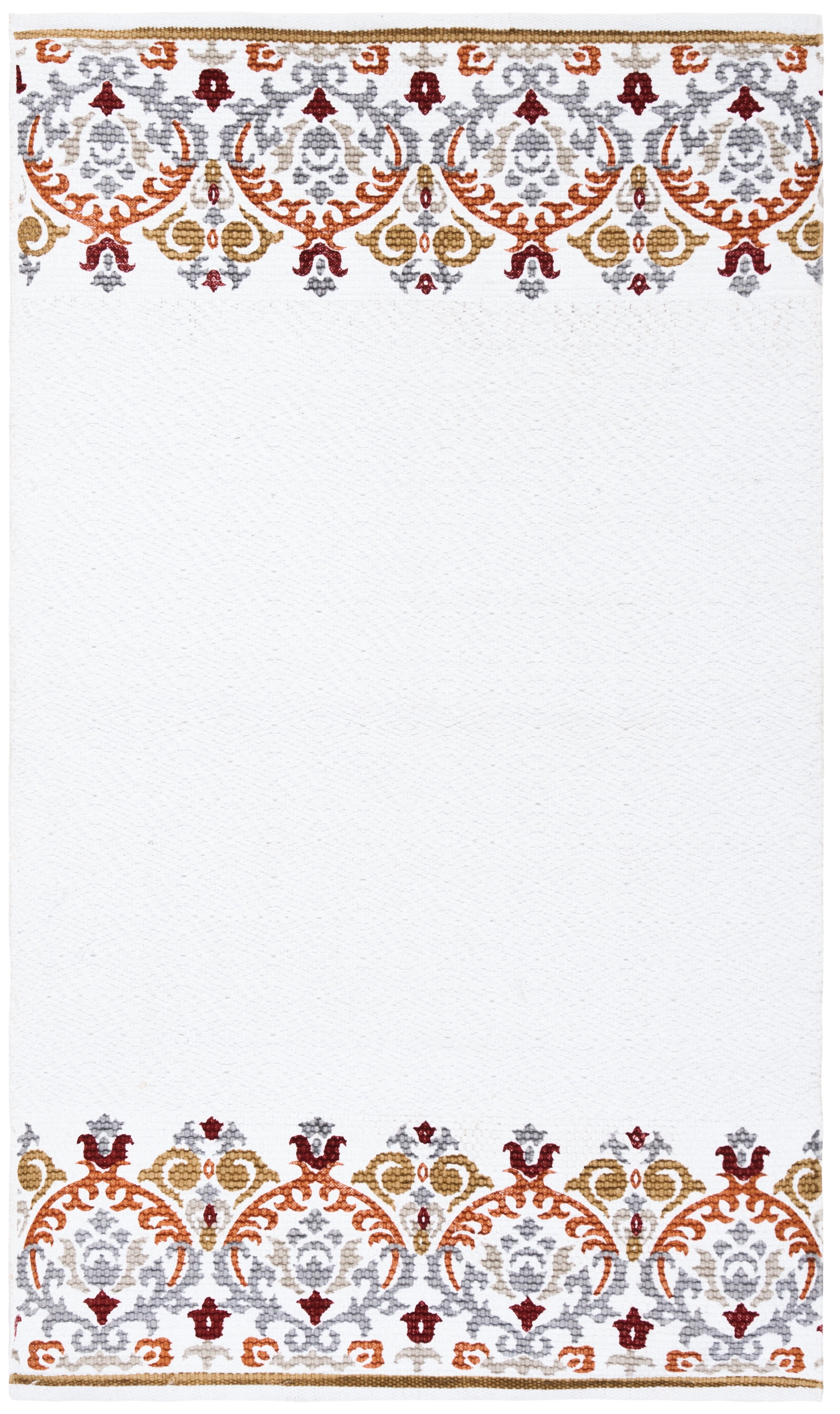 White Floral Handwoven Cotton Synthetic Area Rug 8' x 10'