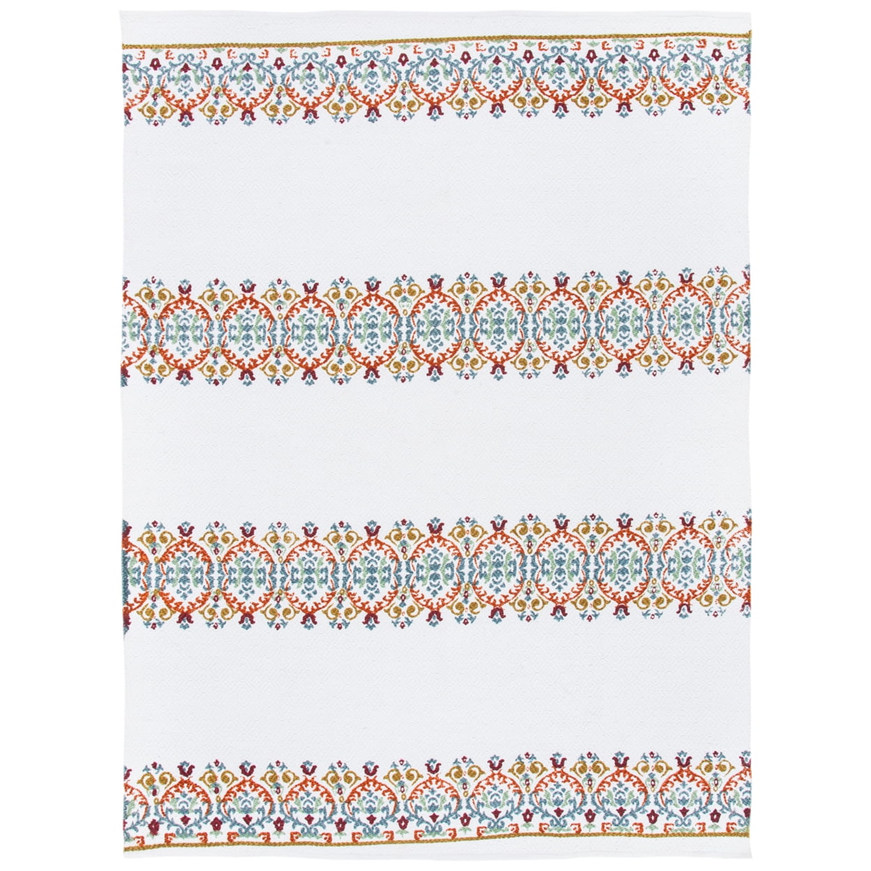 Ivory and Orange Floral Flat Woven 8' x 10' Area Rug