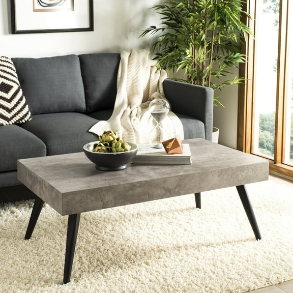 SAFAVIEH Cedric Rectangular Mid-Century Coffee Table, Light Grey
