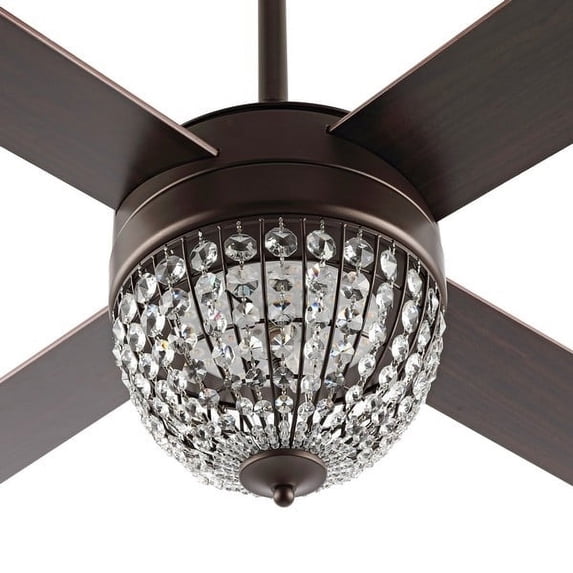 SAFAVIEH Ceiling Light Fan Crista 3Lt 48" Ceiling Fan Oil Rub Bronze / Clear