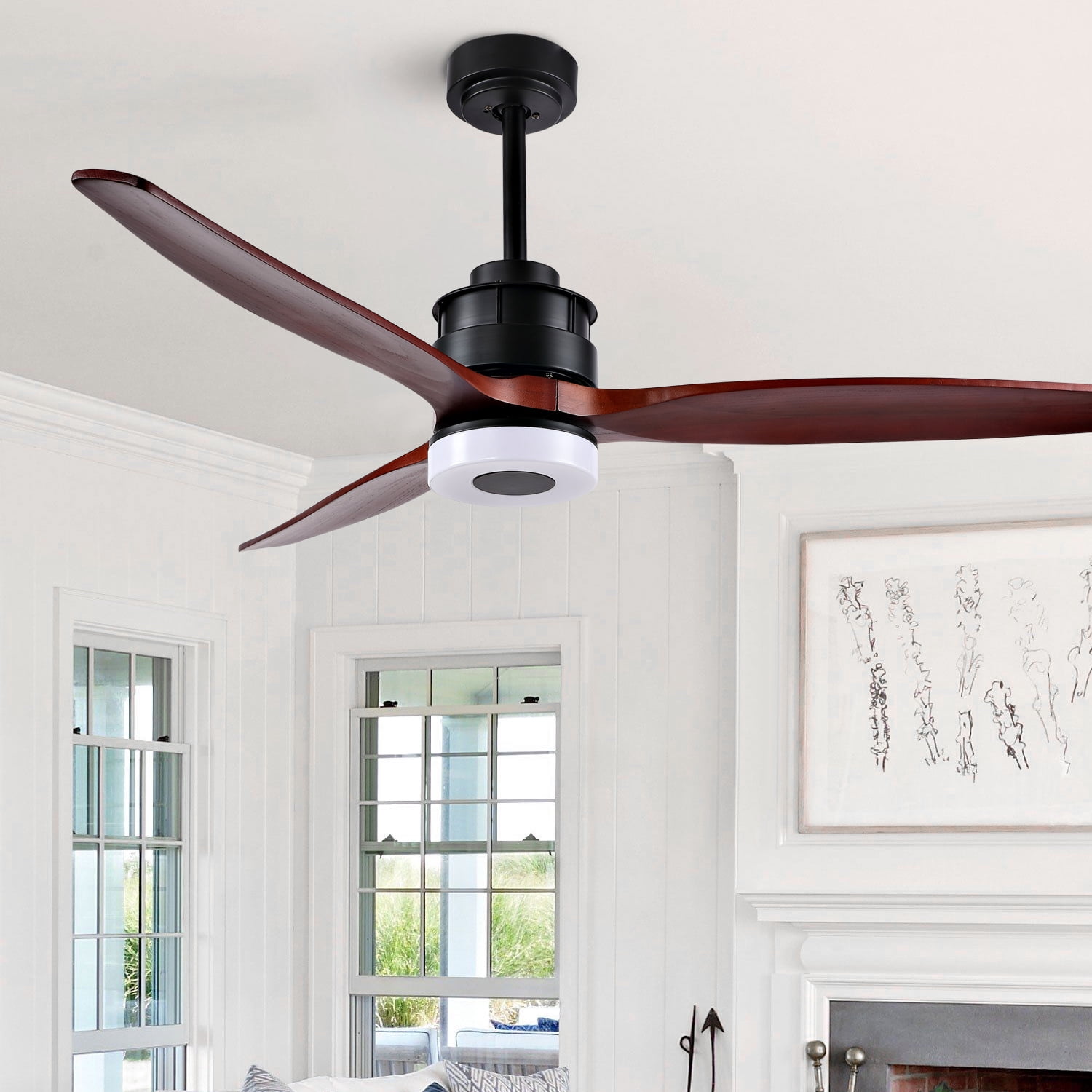 Safavieh Jemper 52" Black Contemporary Integrated LED Ceiling Fan with Remote Control
