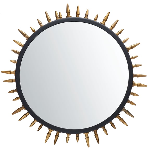 SAFAVIEH Ceinth 26.8 in. Geometric Round Mirror, Black/Gold