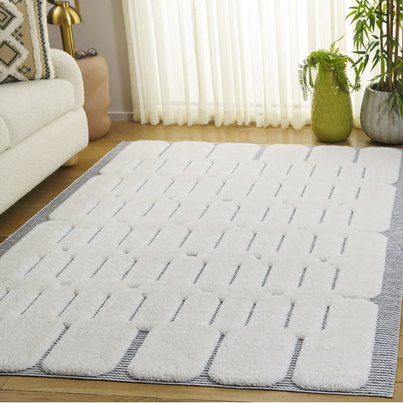 SAFAVIEH Celebrity Amy Geometric Area Rug, Ivory/Gray, 8' x 10'