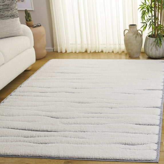 SAFAVIEH Celebrity Calvagh Abstract Area Rug, Ivory/Gray, 6'7" x 6'7" Square