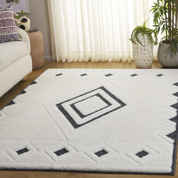 SAFAVIEH Celebrity Kimberly Geometric Area Rug, Ivory/Black, 4' x 6'
