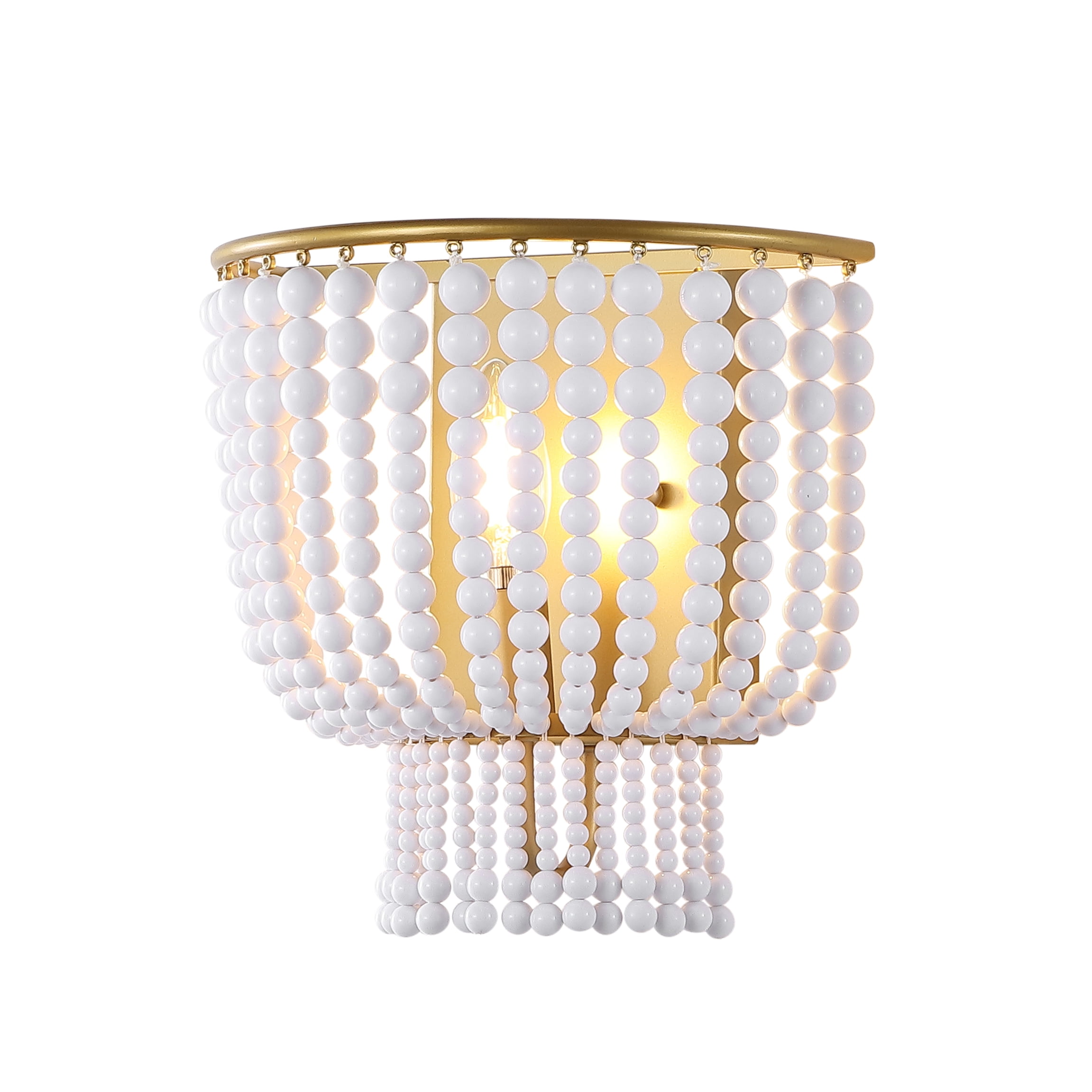 Celyn Boho Glam Black and Gold Beaded Wall Sconce