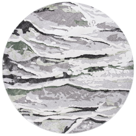 SAFAVIEH Century Alfreda Camouflage Area Rug, Grey/Green, 6'7" x 6'7" Round