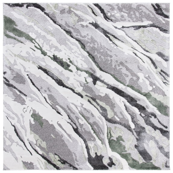 SAFAVIEH Century Alfreda Camouflage Area Rug, Grey/Green, 6'7" x 6'7" Square