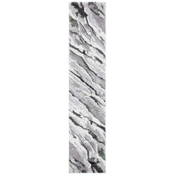 SAFAVIEH Century Alfreda Camouflage Runner Rug, Grey/Green, 2' x 7'
