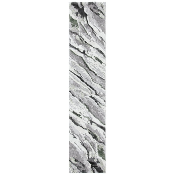 SAFAVIEH Century Alfreda Camouflage Runner Rug, Grey/Green, 2' x 7'