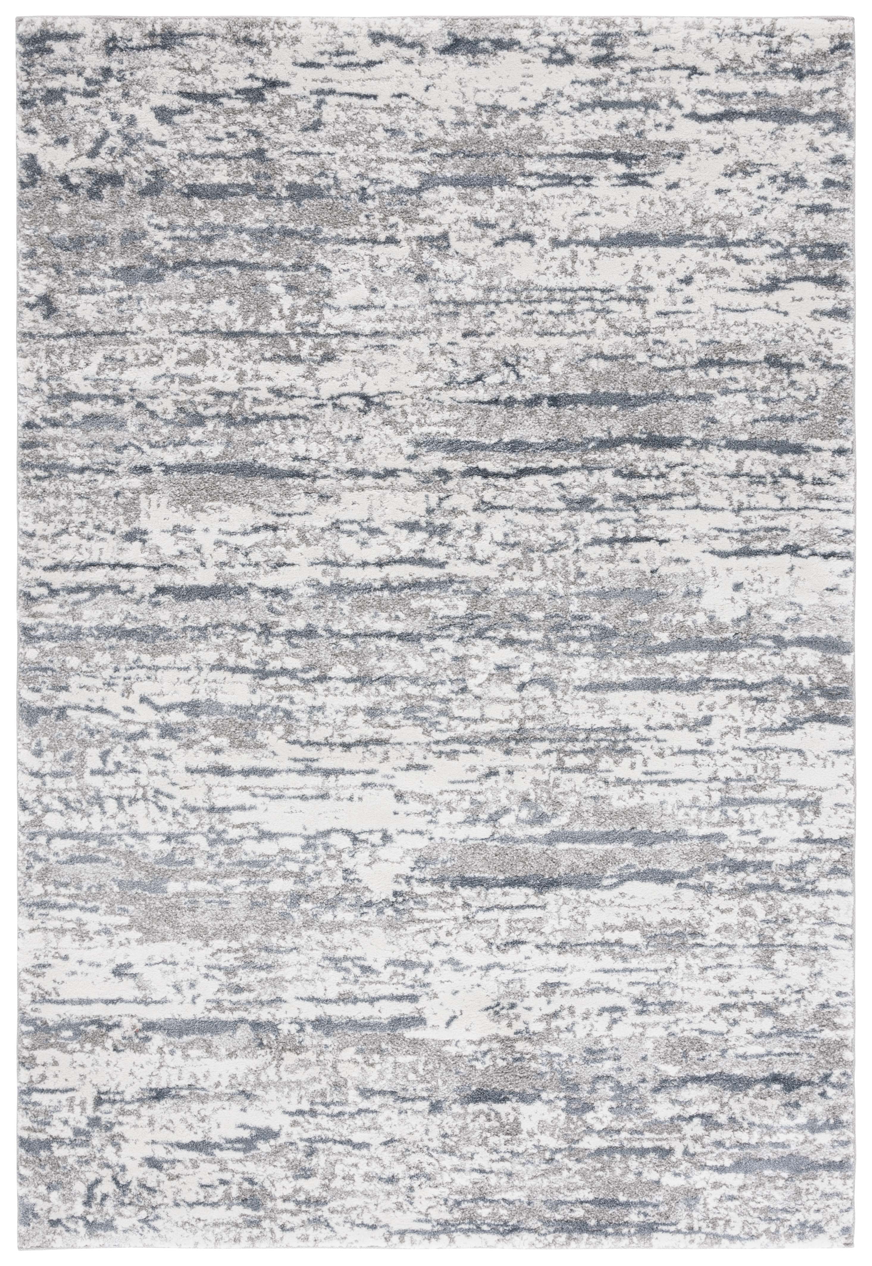 Gray and Navy Abstract Distressed Area Rug 4'5" x 6'5"