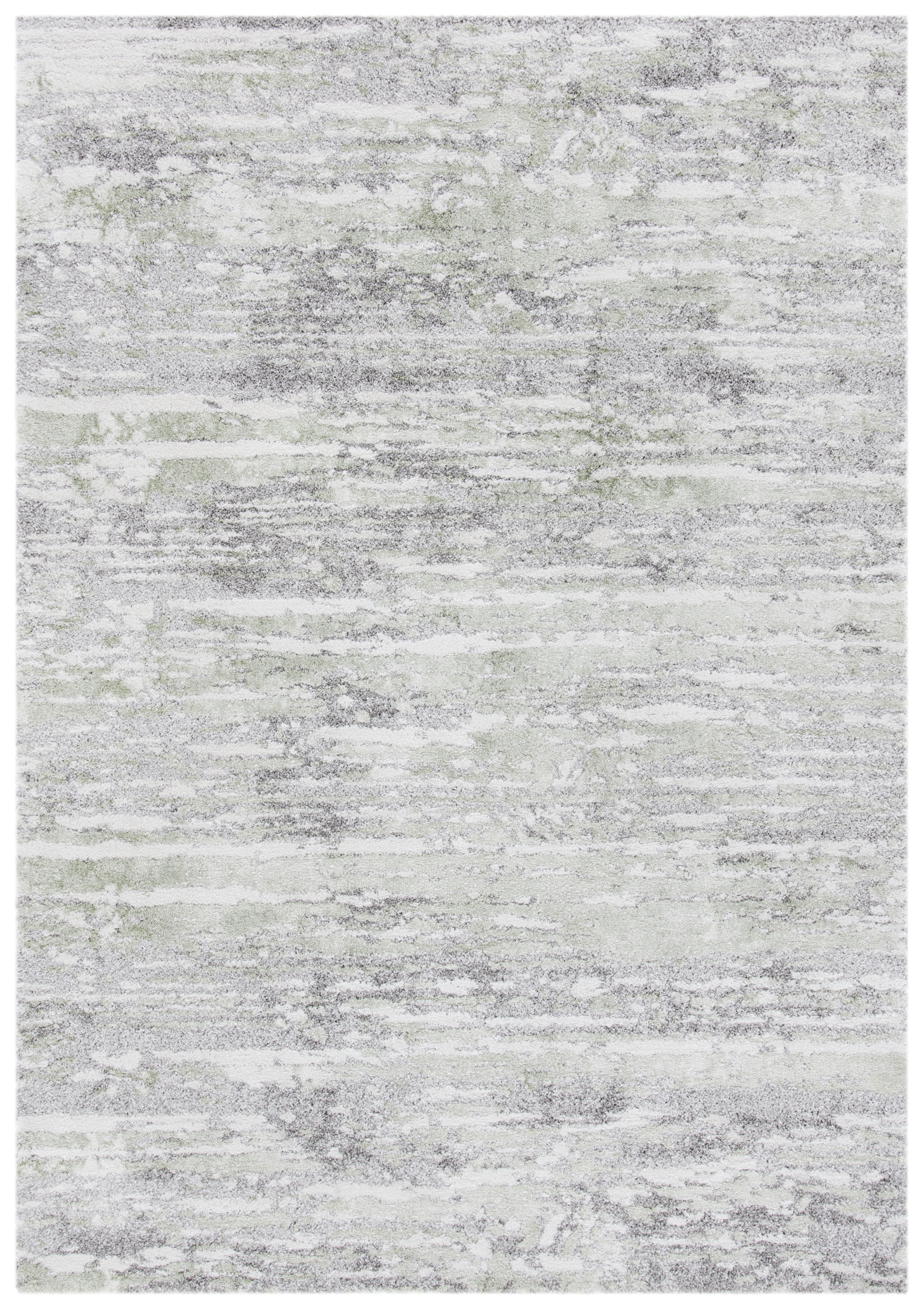 Hand-Knotted Gray Abstract Synthetic Rectangular Area Rug