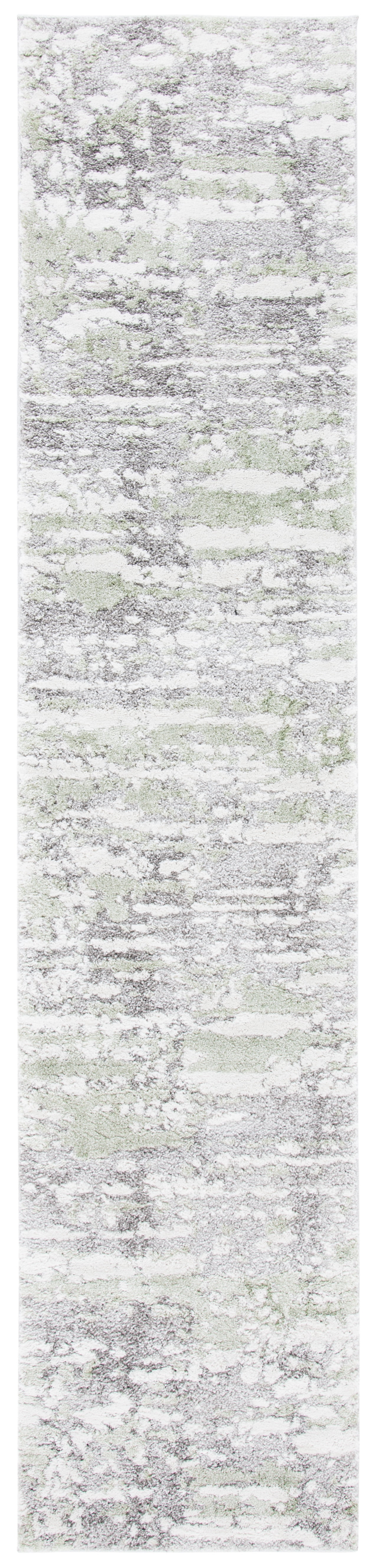 Gray Abstract Hand-Knotted Stain-Resistant Runner Rug