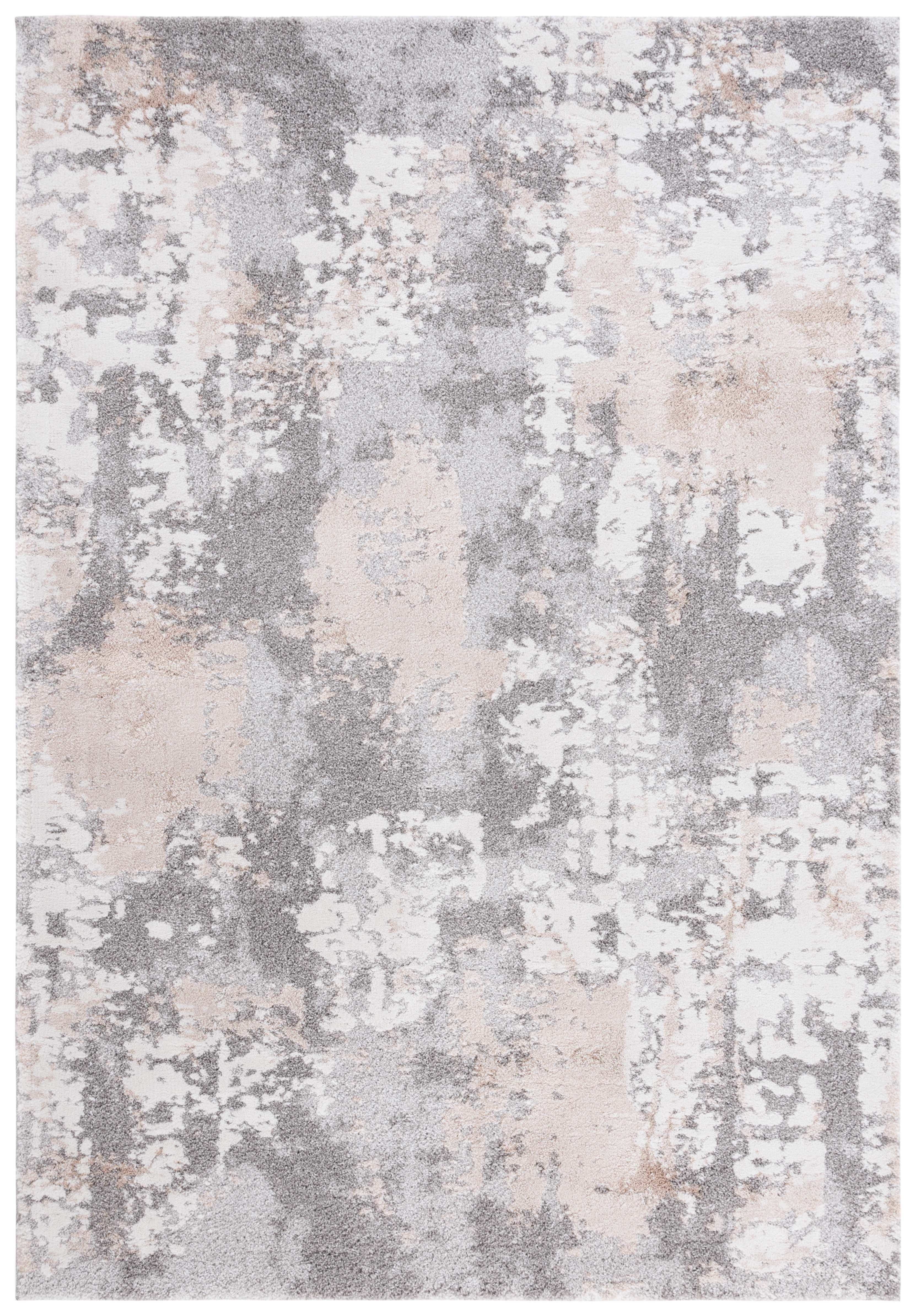 Bentley Beige and Grey Abstract Synthetic Area Rug