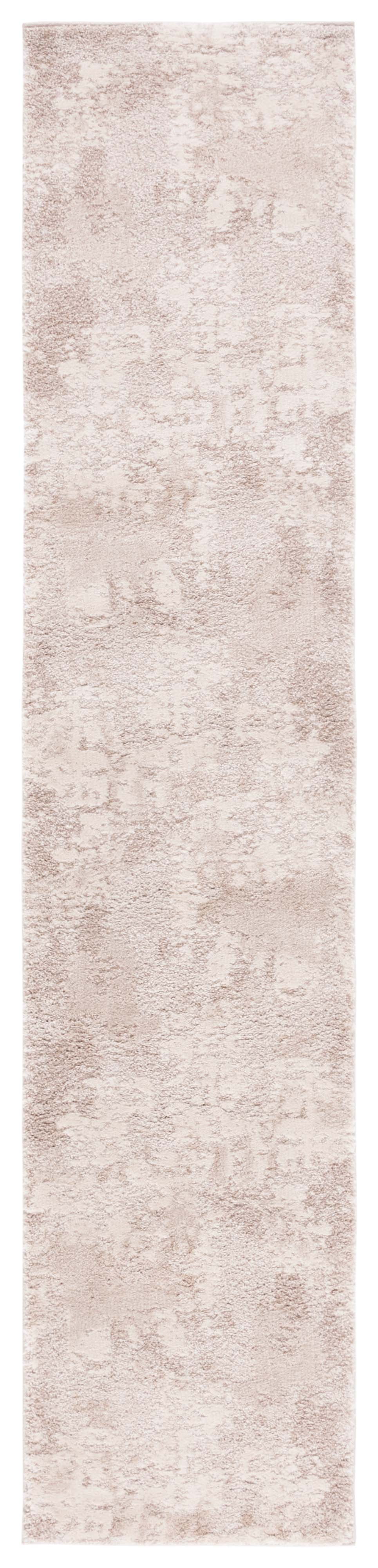 Beige Abstract Synthetic Runner Rug, 2' x 9'