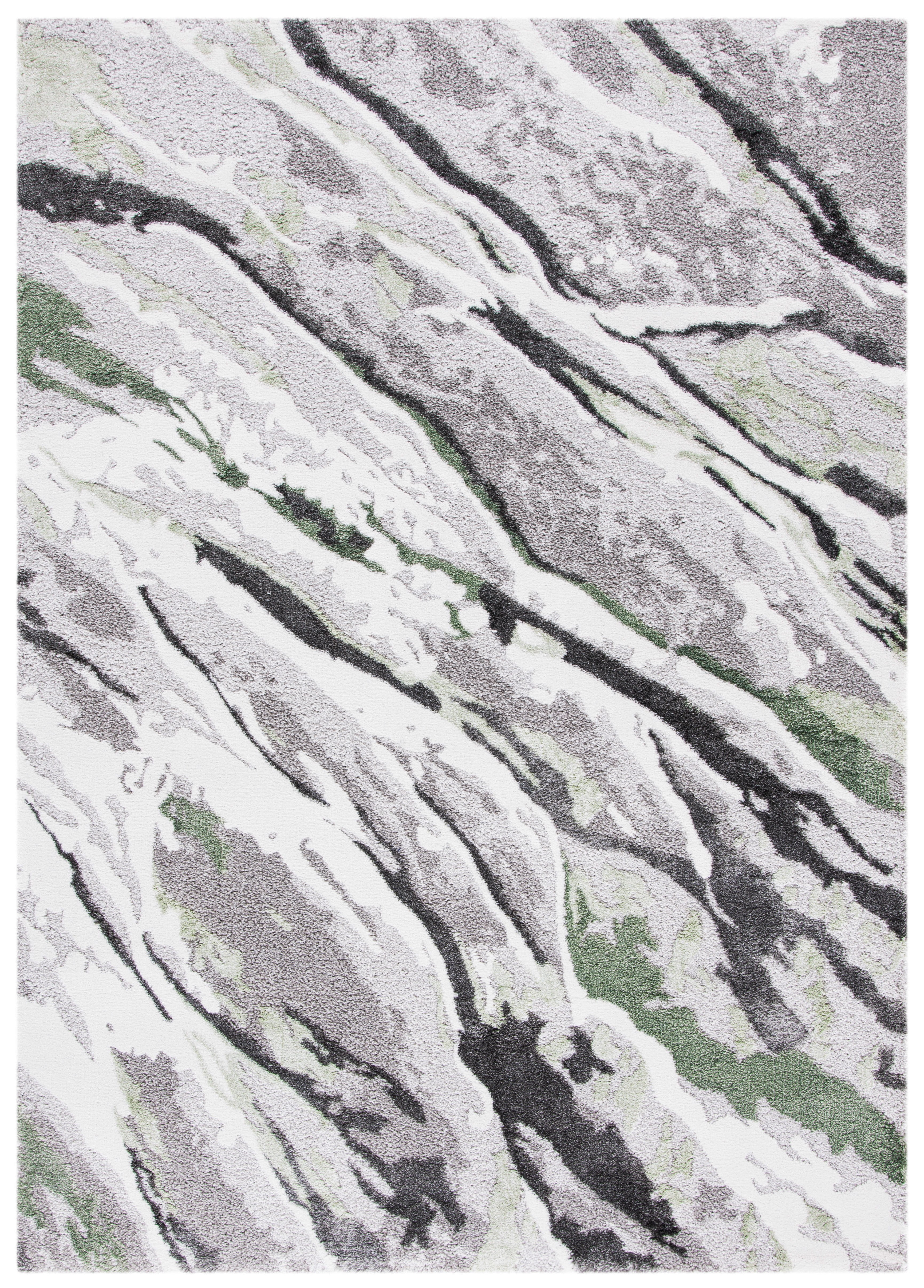 Gray Round Hand-knotted Abstract Synthetic Rug