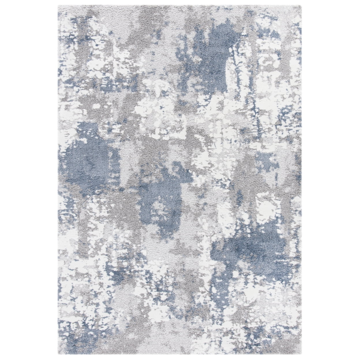Gray and Blue Abstract Stain-Resistant Area Rug