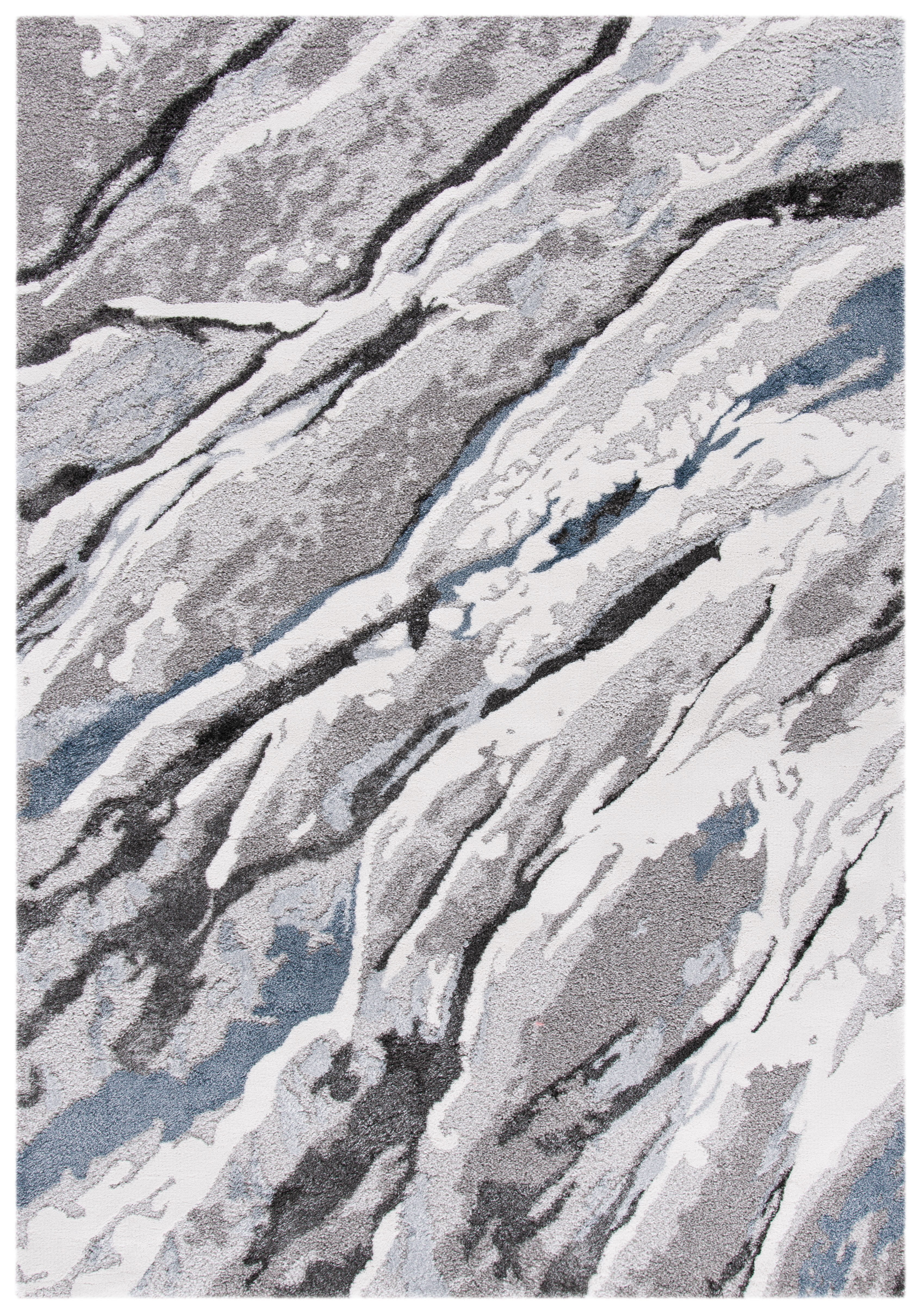 Century Blue and Gray Abstract Synthetic Area Rug 6'7" x 9'