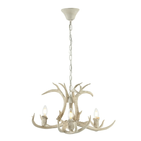 SAFAVIEH Cenwyn 3-Light Farmhouse Antique White Metal Chandelier
