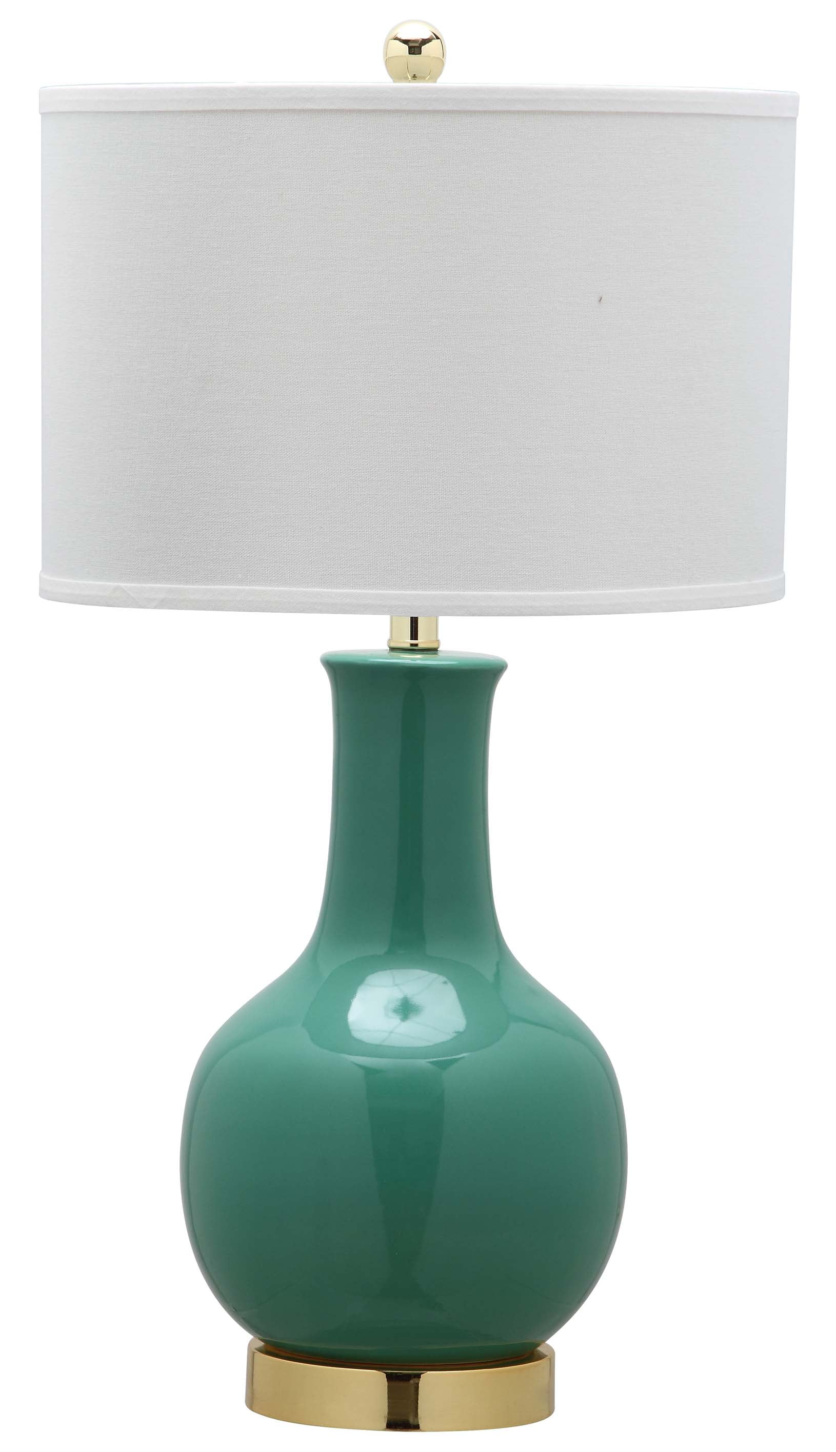 SAFAVIEH Ceramic Paris Solid 27.5 in. H Table Lamp w/ Shade, Emerald/Off White