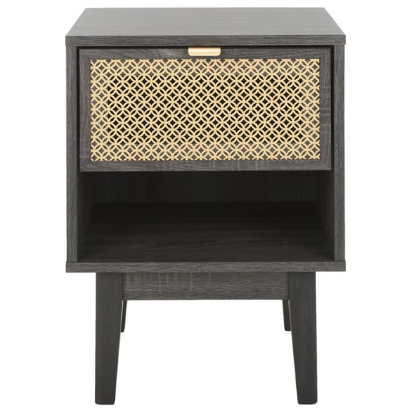 SAFAVIEH Ceu 1 Drawer Night Stand, Distreesed Black/ Gold (15.7 in. W x 15.4 in. D x 21.7 in. H)