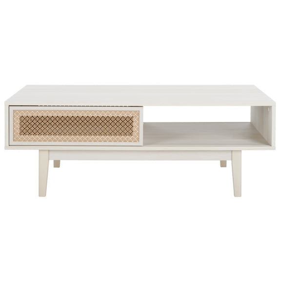 SAFAVIEH Ceu Contemporary 2 Door Coffee Table, White/Gold (43.3 in. W x 21.7 in. D x 15.7 in. H)