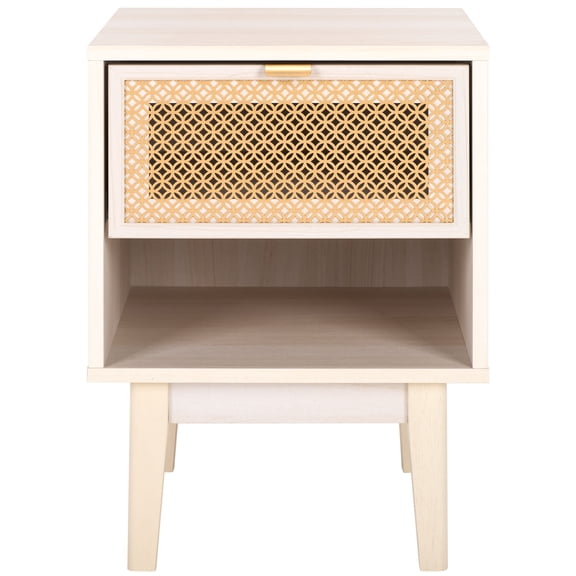 SAFAVIEH Ceu Modern 1 Drawer Nightstand,Bleached White/Gold