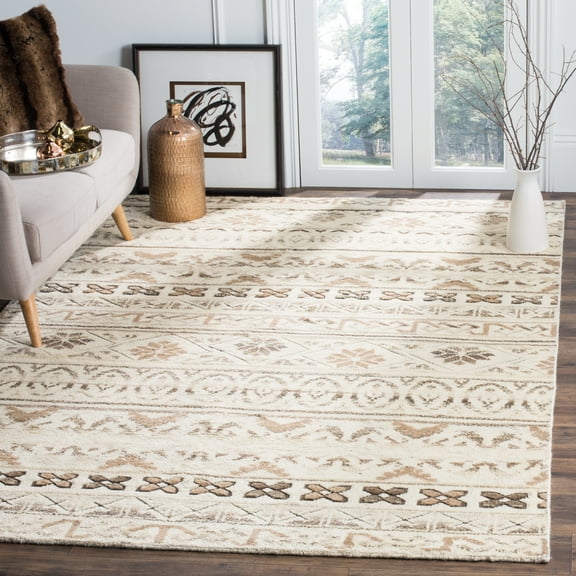 SAFAVIEH Challe Anabelle Geometric Wool Area Rug, Natural, 6' x 9'
