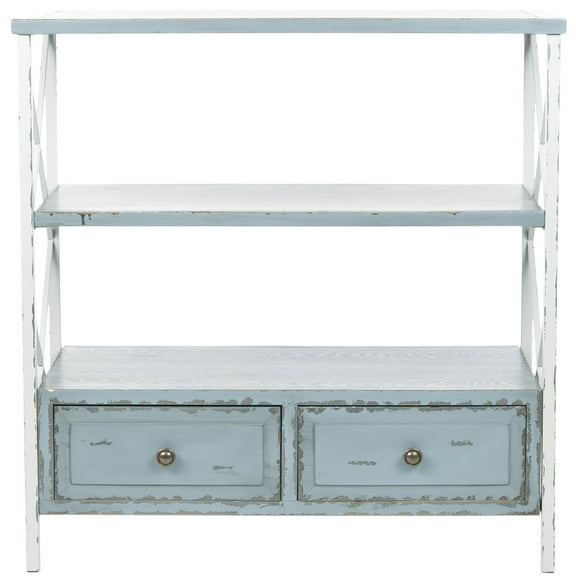 SAFAVIEH Chandra Nautical Rustic Console w/ Storage Drawers, Pale Blue/White Smoke