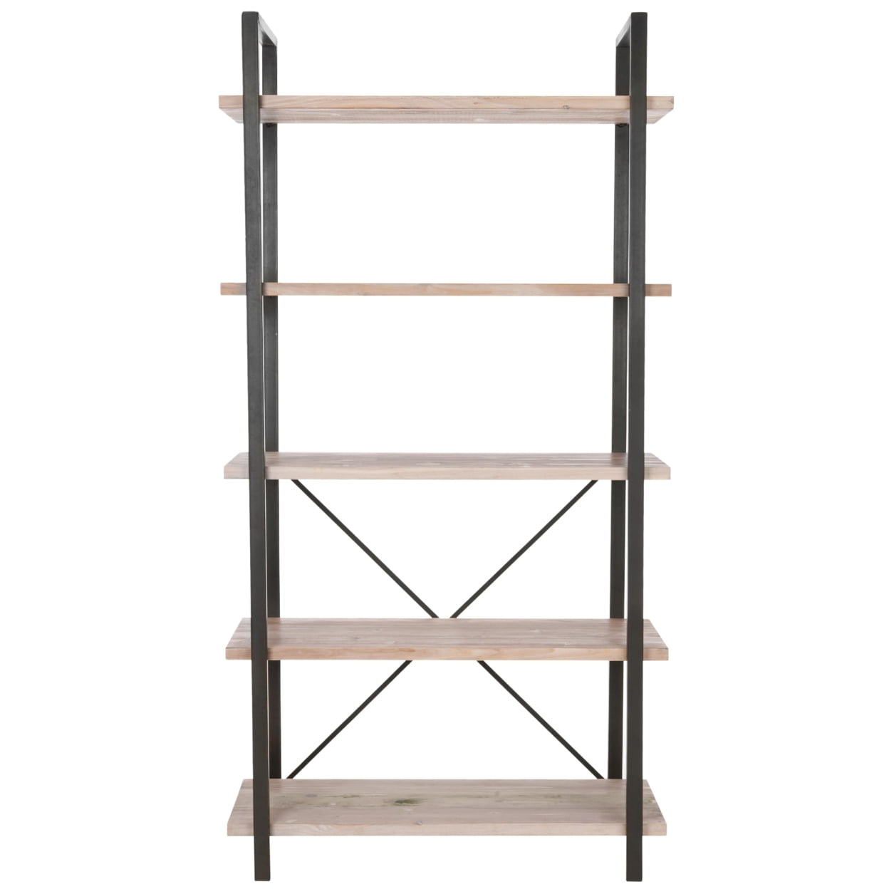 Chantel 65" Black and Brown Red Maple Wood Etagere