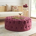 thumbnail image 1 of SAFAVIEH Charlene Modern Glam Solid Tufted Cocktail Ottoman, Bordeaux, 1 of 8