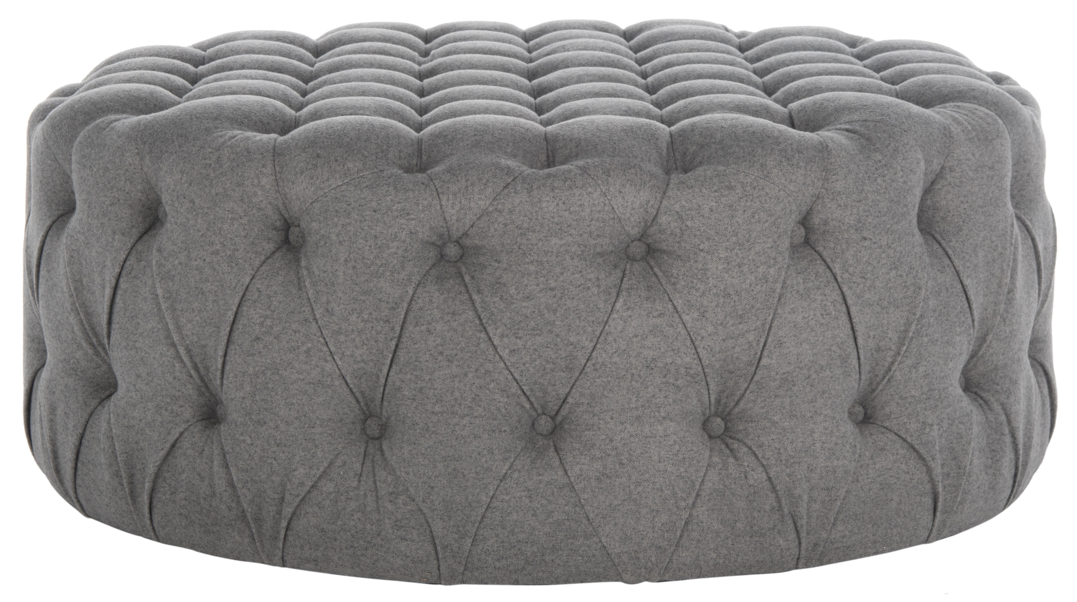 Charlene Gray Tufted Round Cocktail Ottoman