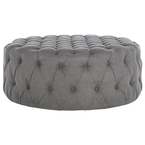 SAFAVIEH Charlene Modern Glam Solid Tufted Cocktail Ottoman, Grey