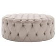 thumbnail image 1 of SAFAVIEH Charlene Modern Glam Solid Tufted Cocktail Ottoman, Mushroom, 1 of 9