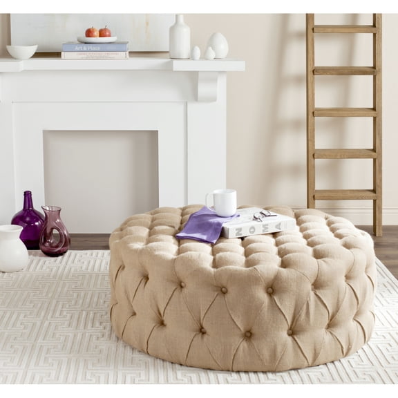 SAFAVIEH Charlene Tufted Cocktail Ottoman Wheat