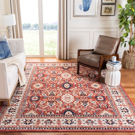 SAFAVIEH Charleston Cheshunt Oriental Area Rug, Red/Ivory, 9' x 12'