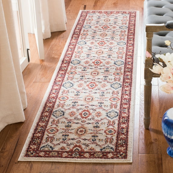 SAFAVIEH Charleston Cheshunt Oriental Runner Rug, Ivory/Red, 2' x 8'