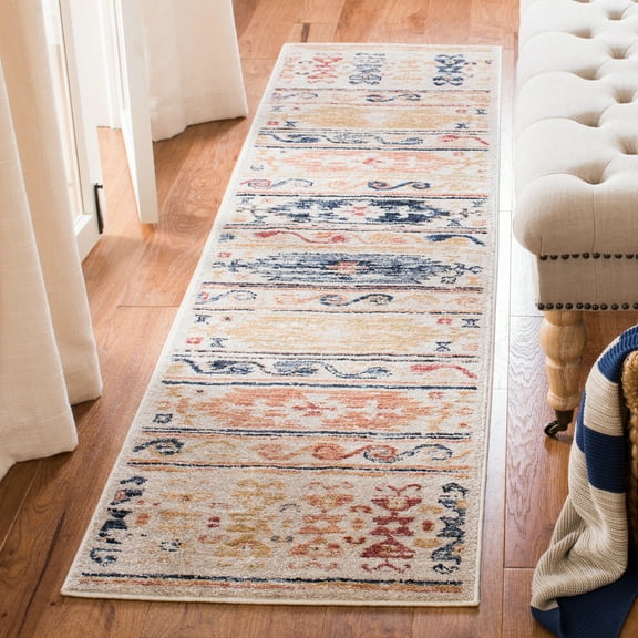 SAFAVIEH Charleston Rupert Southwestern Runner Rug, Ivory/Rust, 2' x 5'