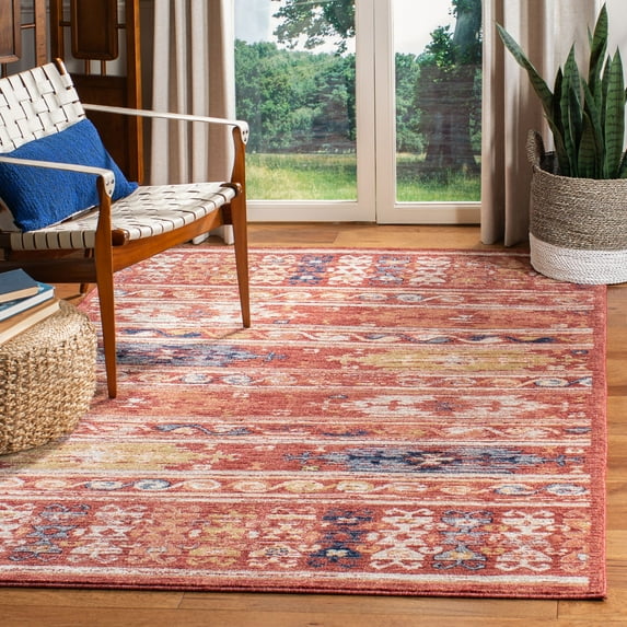 SAFAVIEH Charleston Rupert Southwestern Area Rug, Rust/Ivory, 5'3" x 7'6"