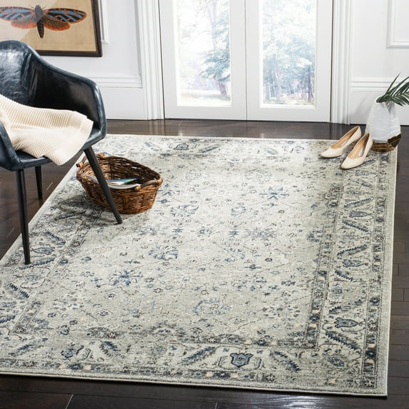 SAFAVIEH Charleston Tangier Floral Area Rug, Gray/Dark Gray, 9' x 12'