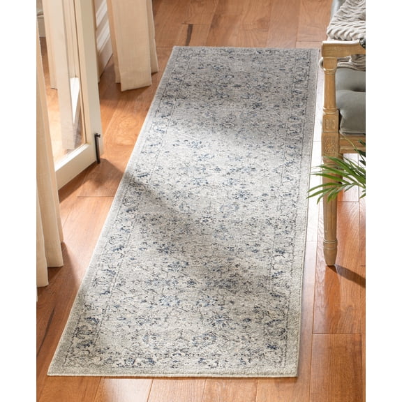 SAFAVIEH Charleston Tangier Floral Runner Rug, Gray/Dark Gray, 2' x 5'